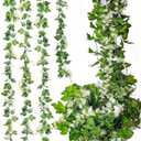 Mavee 28.8ft Artificial Wisteria Vine Garland (4x7.2ft), Silk Hanging Flowers Decor for Wedding Arch, Home Floral Arrangements - White