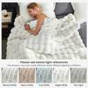 Cozy Bliss Faux Fur Throw Blanket for Couch, Fuzzy Soft Plush Thick Bubble Blanket for Sofa Bedroom Living Room, 60 * 80 Inches Cream White