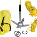 Seattle Sports Sistema de anclaje para kayak con anclaje plegable, cuerda de 50 pies, anillo, 2 mosquetones, ancla de anclaje plegable  Incluye bolsa de almacenamiento con cordn para un viaje cmodo