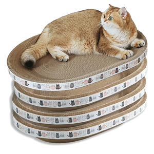 4 Pack Extra Large Cat Scratcher Cardboard, Oval Cat Scratcher Bed Cat Scratch Bowl, Scratching Lounge Couch Round Shaped Cat Scratch Board Nest for Indoor Cats Furniture Protector