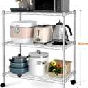 Simple Deluxe Heavy Duty 3-Shelf Shelving with Wheels, Adjustable Storage Units, Steel Organizer Wire Rack, 24.02L x 13.78W x 31.89H, Chrome, HKSHLF23133003CPC