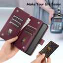 Compatible with iPhone 16 Pro Max Wallet Case with Card Holder,Women Men RFID Blocking PU Leather Folio Flip TPU Protective Cover Credit Card Slots,Phone Case for Apple 16 Pro Max,Wine Red