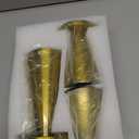 Gold Iron Plate Candle Holder Set of 3-4 & 4.7 & 6.4 Inch Tall, Decorative Iron Pillar Candle Plate, Elegant Candle Stand for LED & Wax Candles, Incense Cones, Spa, Weddings (Candles Not Including)