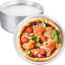 50 Pack 8 Inch Round Foil Pizza Pans, Disposable Aluminum Pizza Pans for Pizzas, Round Pizza Pan Foil Focaccia Pan, Chocolate Cookies Cake Tin, Serving Platter Tray, Freezer & Oven Safe