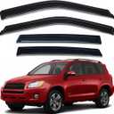 Lightronic Extra Durable Outside-Mount Auto Vent Window Visor, Fits 2006-2012 Toyota Rav4, UV Protection Rain Guard, Original Wind Deflector, No-Drill Easy Install, Dark Smoke, 4-Pcs