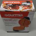 Gourmia Belgian Waffle Maker  Compact Design with Upright Storage, Adjustable Browning, and Easy-Clean Nonstick Ceramic Plates, Stainless Steel