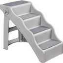 Amazon Basics Foldable Non-Slip Pet Stairs for Small Dogs and Cats, Senior Pets, Easy to Climb, 14.6" x 22.75" x 19.5", Grey