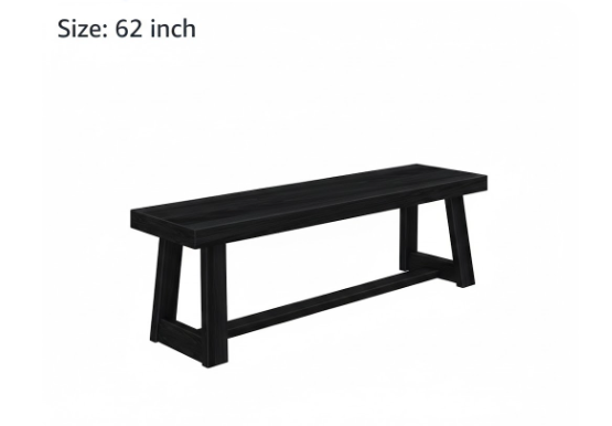 MAXFurnature Black Bench size 62" 