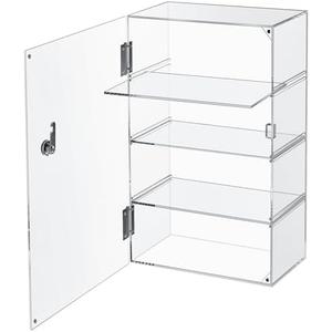 Barydat Acrylic Display Case with Lock Key Countertop Display Case Clear Showcase Display Cabinet Multi Functional Safe Storage Box for Retail Store (Removable 4 Tier,11.8 x 5.9 x 18.9 Inch)