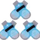 PUPTECK Non-Slip Dog Socks Double Sides Grips for Hardwood Floors Prevents Licking, Dog Shoes for Hot Pavement Traction Control Booties for Senior Dogs, Small Medium Large Dogs, Blue Small