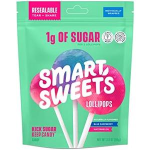 Smart Sweets, Blue Raspberry Watermelon Lollipops Multipack, 3 Ounce