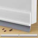 2 Pack Hard Door Draft Stopper for Bottom of Doors, 36" Under Door Sweep, Adjustable Weather Stripping Door Seal Gap Filler, Hot, Cold Air, Light, Noise Blocker for Interior & Exterior - White