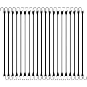 HOXWELL 21" Rubber Bungee Cords with Hooks, 100% EPDM Bungee Cord with 150% Max Stretch, Heavy Duty Bungee Straps for Securing Tarps, Canvases, Cargo, Motorcycle, Weatherproof, Pack of 20