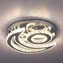 CXGLEAMING 15.7" Modern LED Ceiling Light Flush Mount Crystal Chandelier Light Fixture Round Moon Shape Modern Chandeliers for Living Room Bedroom Bathroom Hallway(3 Color Changable)