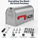 Mailbox for Outside,Metal Post Mount Outdoor MailBoxes - with Tools,Screws,Number Stickers,Red Flag Indicated,Medium Capacity,Galvanized Steel,Waterproof Mail Box for House Outside,20 x 8.7 x 6.7 ”