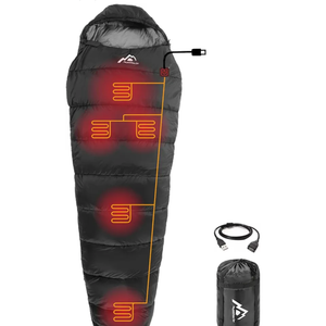 Heated Sleeping Bag 5pcs Multi USB Power Support Heating Pads,Operated with Battery Power Bank or Other USB Power Supplies, Portable Compact Bag, Mummy Style