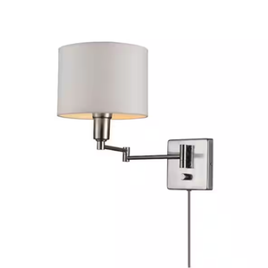 Globe Electric Anderson 1-Light Brushed Steel Plug-In or Hardwire Wall Sconce