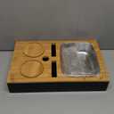 D&D Living Couch Caddy - Bamboo Couch Console | Anti-Spill Drink and Cup Holder | Snack Organizer Tray for Sofa with Bottle Opener