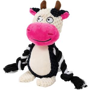 Plush Dog Chew Toys,Squeaky Dog Toys for Aggressive Chewers, Stuffed Animals Dog Toys for Small Medium Large Dogs to Keep Them Busy Puppy Teething Toys（Cow）