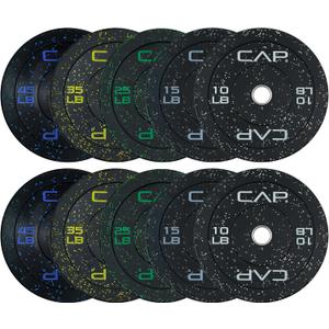 CAP 2-inch Olympic Bumper Plate Weight Set | 100-370 lbs | Multiple Colors | Storage Rack Optional