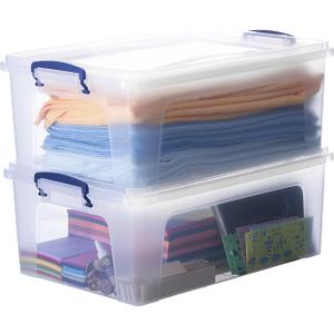 Superio Storage Bins with Lids, Clear Plastic Containers for Organizing, Stackable Totes, BPA Free, Odor Free, Organizer Boxes for Home, and Dorm (2 Pack, 22.7 Qt)