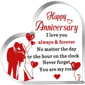 2 x Happy Anniversary Acrylic Gifts For Women Anniversary Wedding Gifts for Her Him Couple Wife Husband Girlfriend Boyfriend Christmas Gift For Wife From Husband Acrylic Plaque