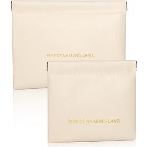 2 x Makeup Bag for Purse:GlorBrochas PU Leather Makeup Pouch Set Large & Small Portable Cosmetic Bags, Waterproof Squeeze Top Coin Purse,Travel Organizer for Makeup,Lipstick, Jewelry,Earbuds(White)