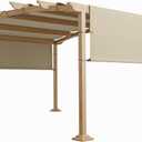 TANG 8'x12' Pergola Shade Cover Replacement Canopy for Patio Deck Sunshade Universal Shade Cloth with Grommets for Garden, Sunscreen Fabric with Weighted Rods(Beige)