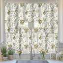 Remagr Summer Floral Kitchen Curtains 3 Pieces Set Farmhouse Plants and Flowers Curtains and Valance Decoration for Kitchen Bedroom Windows Cafe Decor 60'' x 36'' Valance & 36'' x 30'' x 2 Panels