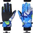 Bencailor 3 Pairs Kids Winter Gloves Waterproof Snow Ski Gloves Warm Windproof Adjustable Mittens for Boy Girl Outdoor (6-10 Years, Red, Blue, Gray)