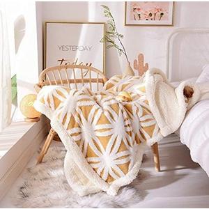 UKELER Yellow Sherpa Fleece Blanket Ultra Plush Lightweight Throw Blankets Cozy Soft Luxury Blanket for Couch Bed 60'' x 50''