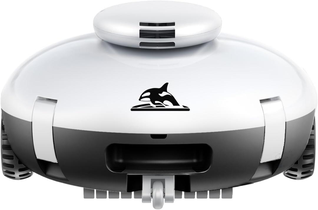 Cordless Robotic Pool Vacuum, 90 Mins Runtime Pool Cleaner with Double Filters, Lightweight, Powerful Brushless Motors for Above Ground Flat Pools up to 860 Sq.Ft (Black)