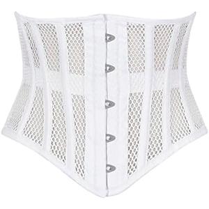 Heavy Duty Underbust Steel Boned Waist Trainer Cincnher Womens Waspie Mesh Corset, L