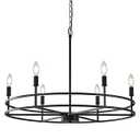 FookChak Black Chandelier 6-Light Dining Room Chandelier Kitchen Chandeliers Over Table Round Living Room Chandelier Light Fixture for Bedroom, Kitchen, Foyer