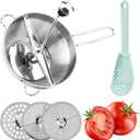 Stainless Steel Food Mills With 3 Milling Discs Hand Crank Grinder Rotary Food Mill for Tomato Sauce, Applesauce, Puree, Mashed Potatoes, Jams(COLOR:Silver)