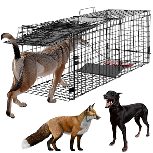Toriexon Large Live Catch Animal Traps Black 51.2 x 19.7 x 17.7 inch, Easy to Set and Release Live Animal Trap, Collapsible Large Animal Catcher Cage for Large Dogs, Foxes