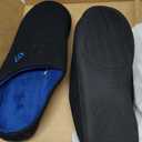 VeraCosy Men's Two-Tone Memory Foam House Slippers Indoor Outdoor Durable Rubber Sole (13-14, Black/Sapphire Blue)