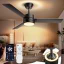 Ceiling Fan Lights with Backlight,Ceiling Fans with Light and Remote,Easy-to-Install,Reversible, 3CCT/RGB,Dimmable, Ceiling Fans for Bedroom,Indoor/Outdoor Use. (42 inch) (Black)