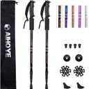 Aihoye Hiking Trekking Poles, 2 Pack Collapsible, Lightweight, Anti Shock, Walking Sticks, Adjustable Hiking Pole for Men and Women (Black)