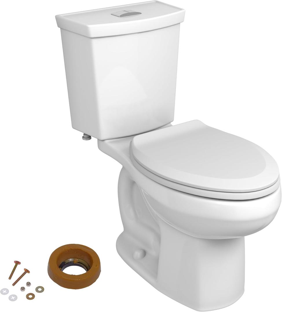 American Standard 606AA002.020 H2Option Two-Piece Toilet with Toilet Seat and Wax Ring, Elongated Front, Chair Height, Dual Flush, White, 0.92 - 1.28 gpf