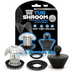 TubShroom Ultra Revolutionary Bath Tub Drain Protector Hair Catcher/Strainer/Snare, Stainless Steel, Stainless Combo, Pack of 2