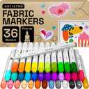 ARTISTRO 36 Fabric Markers - Fine Tip Fabric Markers Permanent for Clothes - No Bleed Pens for T-Shirts, Bags, Textile, Canvas, and more (1 Count (Pack of 36))