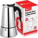 Moka Pot, 9 Cups (15.9 oz) Stovetop Espresso Maker, 304 Stainless Steel Moka Pot, Induction Compatible, Silver