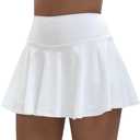 14" Pleated Tennis Skirt with Pockets High Waisted Skort (M)