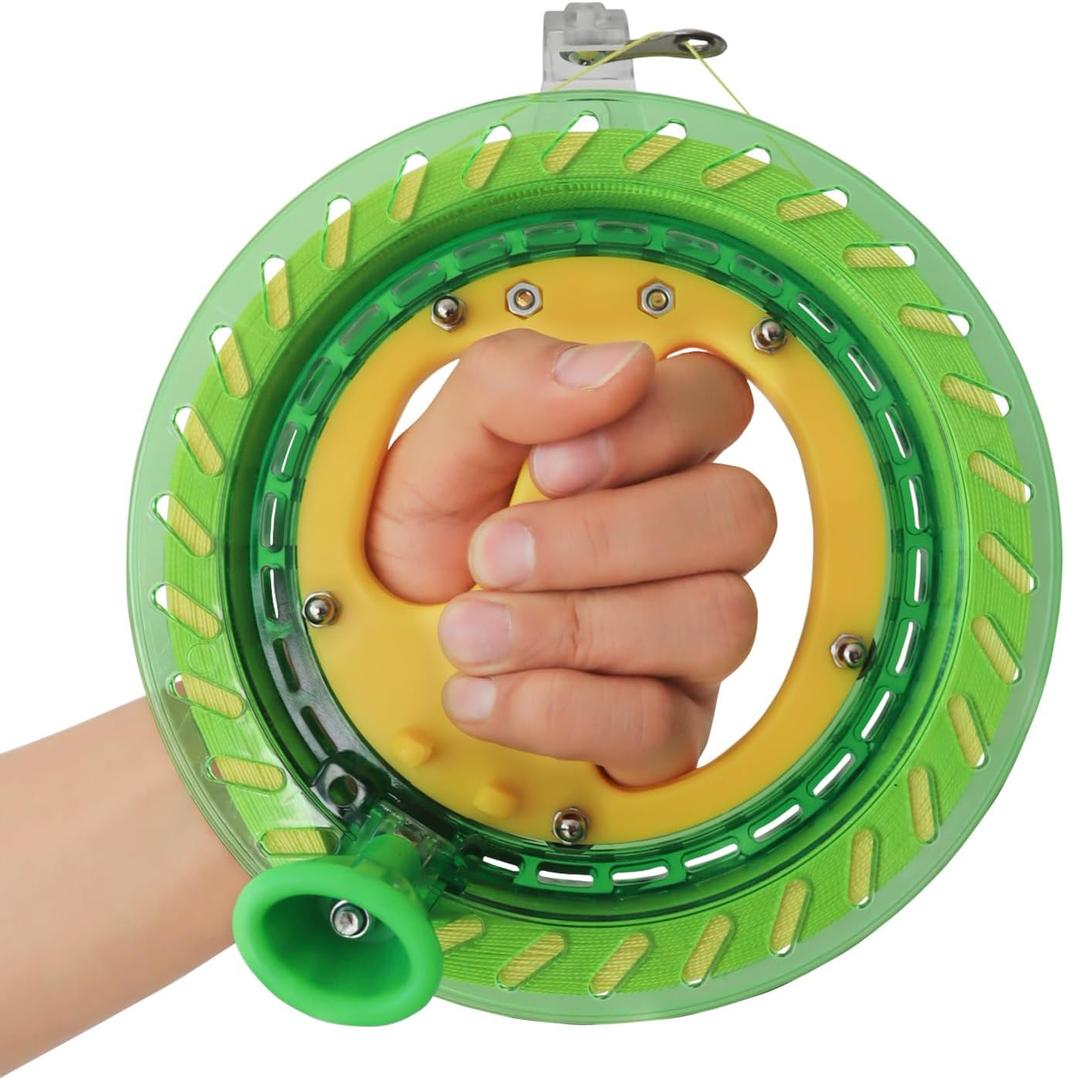 HONBO Kite String Spool for Adults and Kids,Kite String Reel with Bearing Structure, Foldable Handle, 300m/1000ft Line - Ideal Kite Flying Accessories (7in-Green)