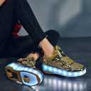 Roller Skate Shoes for Boys and Girls Kids LED Light Up Fashion Sneakers with Rechargeable and Detachable Wheels The Gift for Party Birthday Christmas Day (12.5 Little Kid, Gold623)