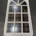 Rustic Arched Window Pane Mirror 20 X 36 Inch, Hanging Distressed White Window Mirrors for Wall Decor, Farmhouse Cathedral Wooden Wall Mirror for Living Room Bedroom Fireplace Hallway