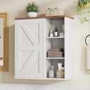 FiveWillowise Bathroom Wall Cabinet, Farmhouse Medicine Cabinet with Barn Doors and Adjustable Shelves, 24'' Kitchen Wall Mounted Cabinet, Floating Over Toilet for Kitchen, Living Room, 10"D 23.62"W 23.62"H