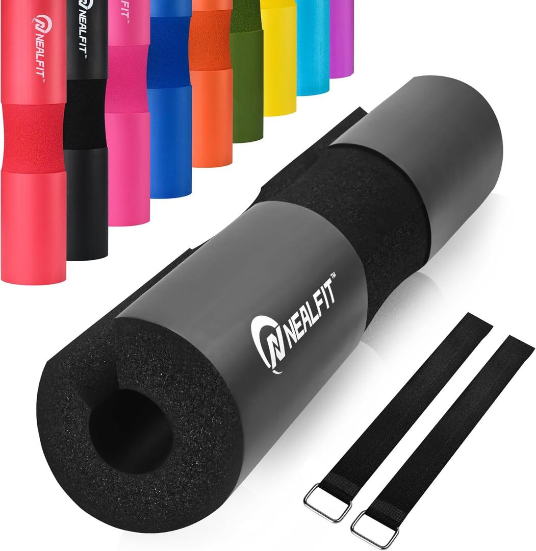 2 x NEALFIT Barbell Pad Squat Pad for SquatsSquat Bar PadGreat for Weightlifting,Lunges and Hip ThrustsFoam Sponge PadFit Standard and Olympic Bars Perfectly