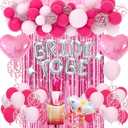 Classy Pink Bachelorette Party Decorations - Rose Red Hot Pink Balloons Bride To Be Balloons Fringe Curtain for Girls Last Rodeo Bridal Shower Bride To Be Bachelorette Decorations Naughty